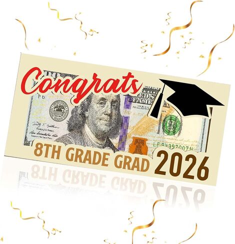 8th Grade Graduation Money Holder, Wooden Cash Gift Envelope for Middle School Graduates Class of 2026, Funny Graduation Gift Idea in Saudi Arabia
