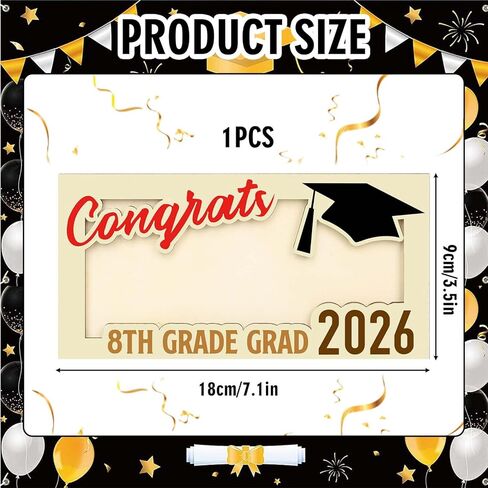 8th Grade Graduation Money Holder, Wooden Cash Gift Envelope for Middle School Graduates Class of 2026, Funny Graduation Gift Idea in Saudi Arabia
