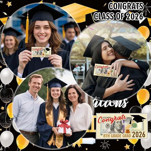 8th Grade Graduation Money Holder, Wooden Cash Gift Envelope for Middle School Graduates Class of 2026, Funny Graduation Gift Idea in Saudi Arabia