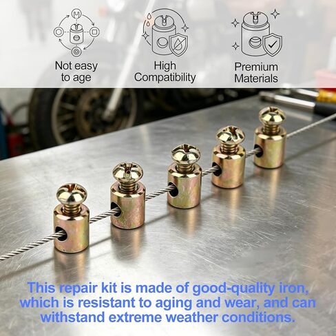 30pcs Motorcycle Throttle Cable Ends, Metal Mini Bike Throttle Brake Cable End Caps Replacement with Screws Practical Repair Fittings Kit Suitable for Scooter Bicycle Motorcycle in Kuwait