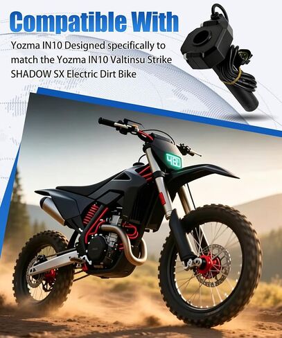 Electric Dirt Bike Twist Throttle Compatible with Yozma IN10 Valtinsu Strike Shadow SX，Full Twist Throttle Handle with Male Connector, Rolling Bearing & Cable Kit in Kuwait