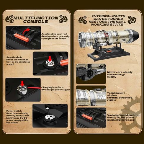 Turbofan Engine Model, 1/10 Scale Military Stealth Fighter Engine, Bypass Ratio Twin Rotor Engin Model, Mechanical Educational Sets (600+PCS) in Kuwait