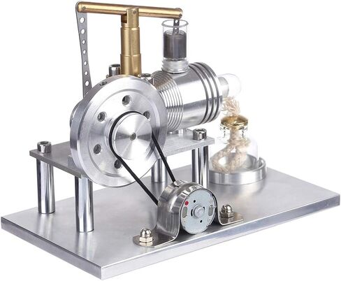 Engine Model Kit, Balance Beam Style Hot Air Stirling Engine External Combustion Engine Model with LED Lamp Power Generation, Educational Physics Experiment STEM Toys in Saudi Arabia