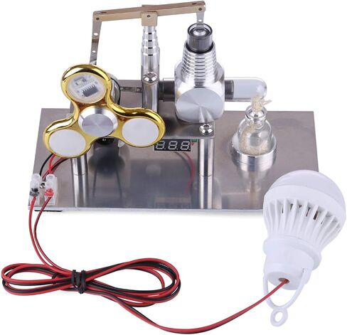 Engine Model Kit, Balance Beam Style Hot Air Stirling Engine External Combustion Engine Model with LED Lamp Power Generation, Educational Physics Experiment STEM Toys in Saudi Arabia