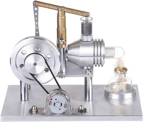Engine Model Kit, Balance Beam Style Hot Air Stirling Engine External Combustion Engine Model with LED Lamp Power Generation, Educational Physics Experiment STEM Toys in Saudi Arabia