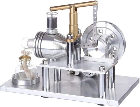 Engine Model Kit, Balance Beam Style Hot Air Stirling Engine External Combustion Engine Model with LED Lamp Power Generation, Educational Physics Experiment STEM Toys in Saudi Arabia