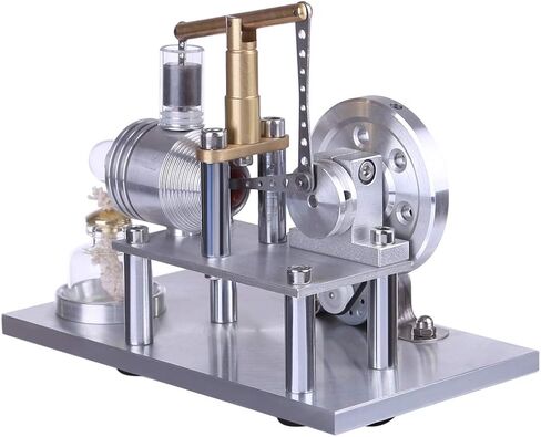 Engine Model Kit, Balance Beam Style Hot Air Stirling Engine External Combustion Engine Model with LED Lamp Power Generation, Educational Physics Experiment STEM Toys in Saudi Arabia