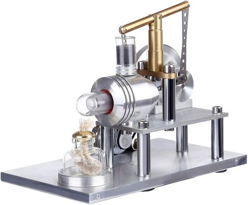 Engine Model Kit, Balance Beam Style Hot Air Stirling Engine External Combustion Engine Model with LED Lamp Power Generation, Educational Physics Experiment STEM Toys in Saudi Arabia