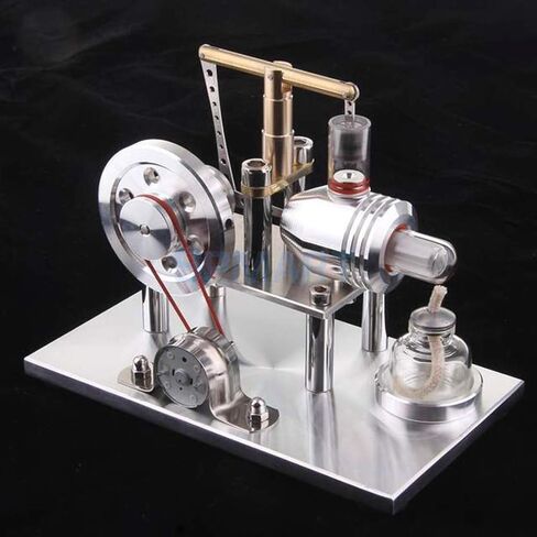 Engine Model Kit, Balance Beam Style Hot Air Stirling Engine External Combustion Engine Model with LED Lamp Power Generation, Educational Physics Experiment STEM Toys in Saudi Arabia