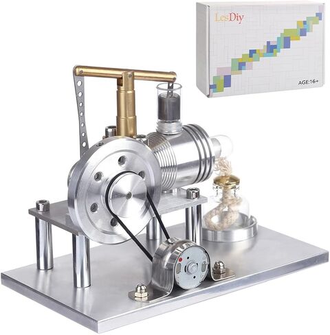 Engine Model Kit, Balance Beam Style Hot Air Stirling Engine External Combustion Engine Model with LED Lamp Power Generation, Educational Physics Experiment STEM Toys in Saudi Arabia
