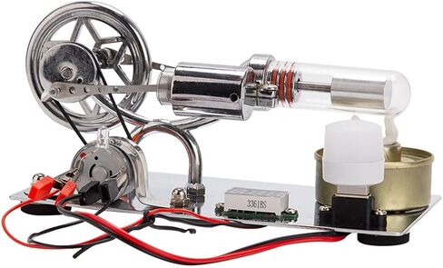 Engine Model Kit, Balance Beam Style Hot Air Stirling Engine External Combustion Engine Model with LED Lamp Power Generation, Educational Physics Experiment STEM Toys in Saudi Arabia