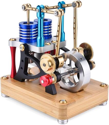 Alpha-Type Balance Beam Dual-Cylinder Dual-Piston Hot Air Stirling Engine Model, Steam Engine Model Creative Gift in Saudi Arabia