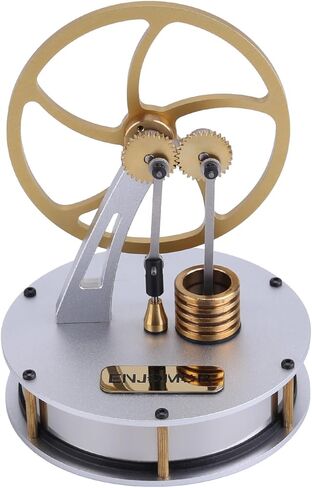 ENGINEDIY Low Temperature Stiring Engine γ-Type LTD Stirling Engine Model with Metal Gear Transmission Desktop Ornaments Gifts for Mechanical Enthusiasts and Model Collectors- Golden in Saudi Arabia