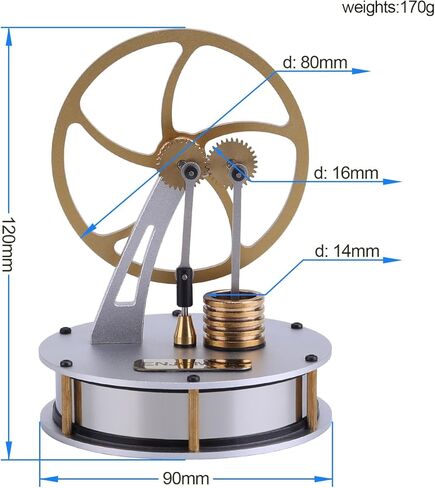ENGINEDIY Low Temperature Stiring Engine γ-Type LTD Stirling Engine Model with Metal Gear Transmission Desktop Ornaments Gifts for Mechanical Enthusiasts and Model Collectors- Golden in Saudi Arabia