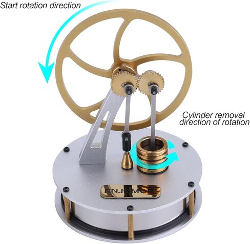 ENGINEDIY Low Temperature Stiring Engine γ-Type LTD Stirling Engine Model with Metal Gear Transmission Desktop Ornaments Gifts for Mechanical Enthusiasts and Model Collectors- Golden in Saudi Arabia