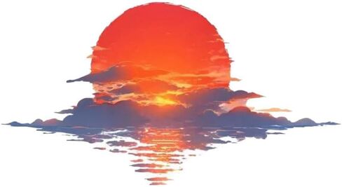 Decorative Sunrise Ocean Sunset Decorative Decals, Red and Blue, Waterproof Vinyl, High Adhesion, for Car, Window, Laptop, 2 Pack#A-105 in Saudi Arabia