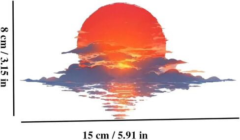 Decorative Sunrise Ocean Sunset Decorative Decals, Red and Blue, Waterproof Vinyl, High Adhesion, for Car, Window, Laptop, 2 Pack#A-105 in Saudi Arabia
