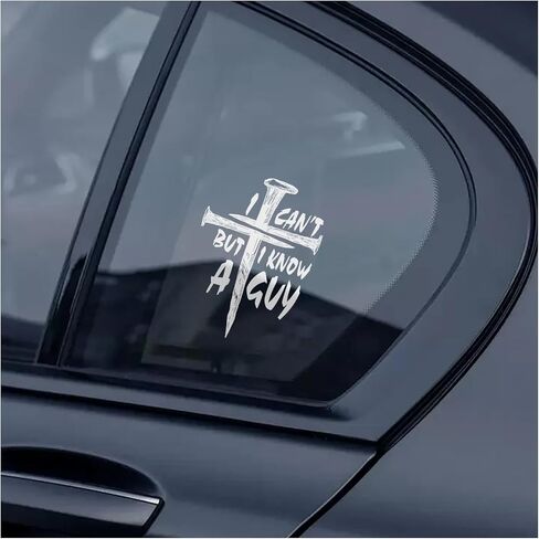 I Cant But I Know A Guy Car Decal,Religious Belief Jesus Car Decal Cross Decals for Cars for Window/Bumper,Universal Self-Adhesive Jesus Stickers for Cars Accessories in Kuwait