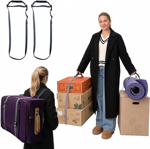 Moving Straps Carry Strap Lifting with Handle for 1 or 2 Mover | Adjustable and Strong | for Easy, Safe, Secure Carrying Heavy Boxes,Tent,Luggage,Beach Chairs,Book,Hand Shoulder Back,Black in Saudi Arabia