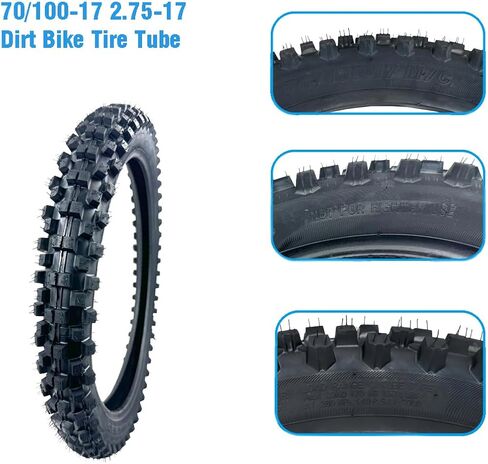 Front 70/100-17 2.75-17 Tire and Inner Tube for 110cc 125cc 140cc QG-214 X-M125 125cc C70 CL70 CR80 CR80R CR80RB Dirt Pit Bike Off Road Motocross Heavy Duty in Kuwait