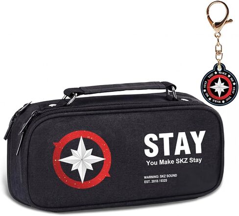 Stray Merch Large Pencil Case, Aesthetic Pen Bag with Keychain, Zipper Stationery Organizer Pouch in Saudi Arabia