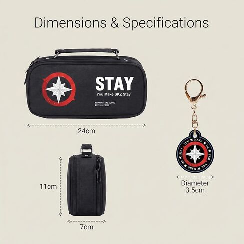Stray Merch Large Pencil Case, Aesthetic Pen Bag with Keychain, Zipper Stationery Organizer Pouch in Saudi Arabia