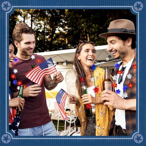 Liliful 18 Pcs 4th of July Light Up Necklaces Independence Day Star Flashing LED Accessories Patriotic Party Supplies Red White Blue American Necklace Battery Operated for Party Favors in Kuwait