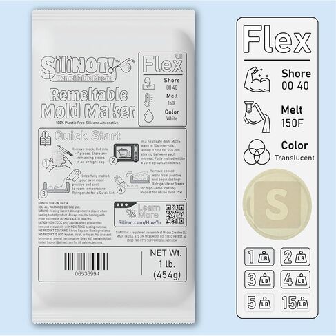 Remeltable Silicone Mold Making Kit 16oz. - Translucent - Easier Than Silicone Mold Maker. Reuse 35x, Non-Toxic, Food-Contact Safe for Plaster, Resin, Epoxy, Wax & Soap Mold in Saudi Arabia