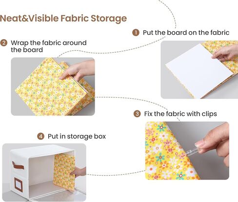 Qozary Fabric Storage Box with 8.5 x 11 Inch Fabric Organizer Boards, 251 PCS Sewing Organizer Set, Oxford Cloth Bin, 50 Poster Boards, 200 U Shape Clips for Quilting, Craft Room, Closet Organization in Saudi Arabia