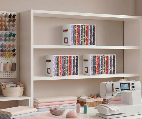 Qozary Fabric Storage Box with 8.5 x 11 Inch Fabric Organizer Boards, 251 PCS Sewing Organizer Set, Oxford Cloth Bin, 50 Poster Boards, 200 U Shape Clips for Quilting, Craft Room, Closet Organization in Saudi Arabia