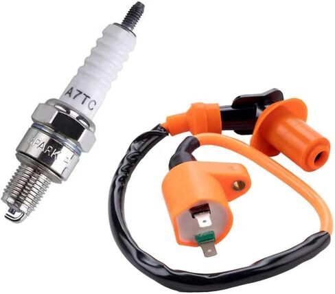 High Ignition Coil Spark Plug for GY6 50cc 110cc 125cc 150cc 4-stroke Engines Scooters ATVs Go Karts Mopeds Quad Pit Bikes Dirt Bikes (Orange) in Saudi Arabia