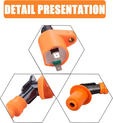 High Ignition Coil Spark Plug for GY6 50cc 110cc 125cc 150cc 4-stroke Engines Scooters ATVs Go Karts Mopeds Quad Pit Bikes Dirt Bikes (Orange) in Saudi Arabia