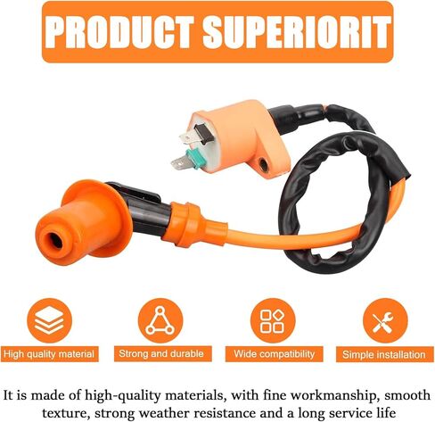 High Ignition Coil Spark Plug for GY6 50cc 110cc 125cc 150cc 4-stroke Engines Scooters ATVs Go Karts Mopeds Quad Pit Bikes Dirt Bikes (Orange) in Saudi Arabia
