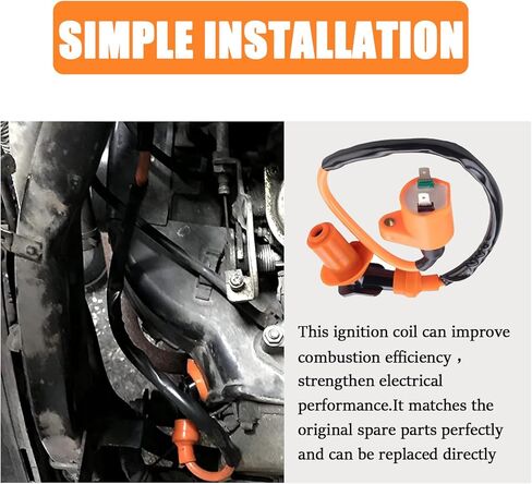 High Ignition Coil Spark Plug for GY6 50cc 110cc 125cc 150cc 4-stroke Engines Scooters ATVs Go Karts Mopeds Quad Pit Bikes Dirt Bikes (Orange) in Saudi Arabia