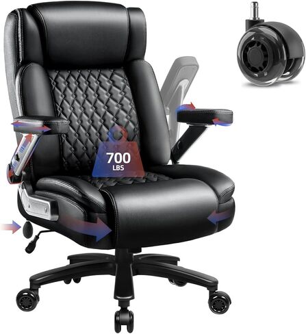 OFIKA 700LBS Large Heavy Duty Office Chair with 5D Flip Arms, Big and Tall Office Chair,High Back Computer Executive Desk Chair with Adjustable Lumbar Support,Dual Rubber Wheel(Black) in Saudi Arabia