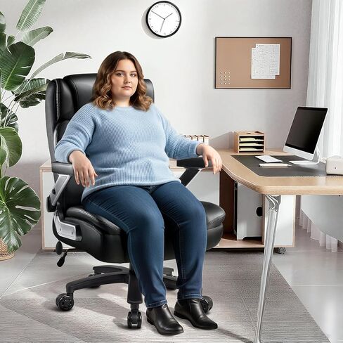 OFIKA 700LBS Large Heavy Duty Office Chair with 5D Flip Arms, Big and Tall Office Chair,High Back Computer Executive Desk Chair with Adjustable Lumbar Support,Dual Rubber Wheel(Black) in Saudi Arabia