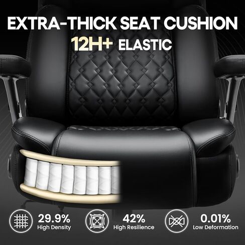 OFIKA 700LBS Large Heavy Duty Office Chair with 5D Flip Arms, Big and Tall Office Chair,High Back Computer Executive Desk Chair with Adjustable Lumbar Support,Dual Rubber Wheel(Black) in Saudi Arabia