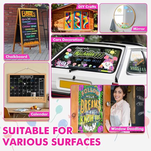 GOTIDEAL 10mm Window Markers,Chalk Markers for Blackboard,Washable Car Marker for Chalkboard,Glass Mirror, Jumbo Thick Tip Window paint markers Erasable for Wedding Married Painting,Menus(8 Colors in Saudi Arabia