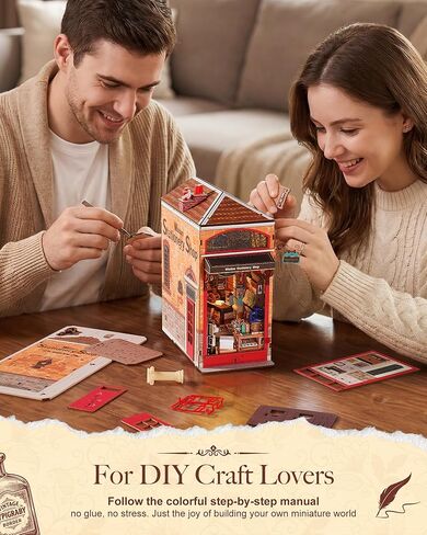 Rolife 3D لغز خشبي كتاب زاوية الحكمة متجر القرطاسية، إدراج كتاب تحت عنوان الزخرفية، مجموعة DIY الإبداعية لمحبي القرطاسية وأرفف الكتب in Kuwait