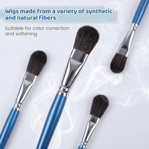 6 PCS Mop Brush for Painting, 1 Inch Oval Blending Brush for Acrylic Painting, Blending Paint Brush with Wooden Handle for Watercolor, Acrylic, Gouache, Face Body(Blue) in Kuwait