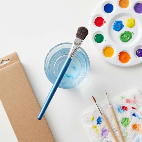 6 PCS Mop Brush for Painting, 1 Inch Oval Blending Brush for Acrylic Painting, Blending Paint Brush with Wooden Handle for Watercolor, Acrylic, Gouache, Face Body(Blue) in Kuwait