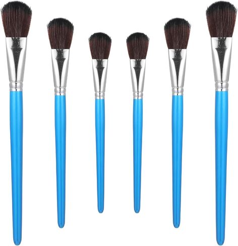 6 Pcs 1 Inch Mop Brushes for Acrylic Painting, Oval Blending Brushes with Short Wooden Handle, Ideal for Watercolor, Gouache & Canvas Art, Acrylic Paint Brush in Saudi Arabia