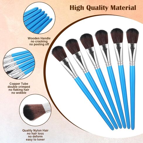 6 Pcs 1 Inch Mop Brushes for Acrylic Painting, Oval Blending Brushes with Short Wooden Handle, Ideal for Watercolor, Gouache & Canvas Art, Acrylic Paint Brush in Saudi Arabia