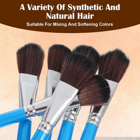 6 Pcs 1 Inch Mop Brushes for Acrylic Painting, Oval Blending Brushes with Short Wooden Handle, Ideal for Watercolor, Gouache & Canvas Art, Acrylic Paint Brush in Saudi Arabia