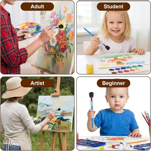 6 Pcs 1 Inch Mop Brushes for Acrylic Painting, Oval Blending Brushes with Short Wooden Handle, Ideal for Watercolor, Gouache & Canvas Art, Acrylic Paint Brush in Saudi Arabia