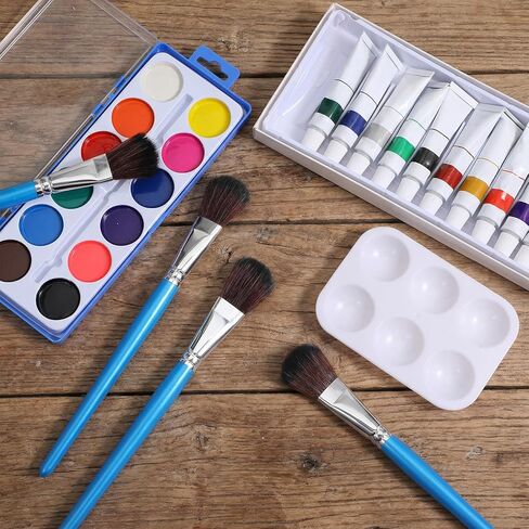 6 Pcs 1 Inch Mop Brushes for Acrylic Painting, Oval Blending Brushes with Short Wooden Handle, Ideal for Watercolor, Gouache & Canvas Art, Acrylic Paint Brush in Saudi Arabia