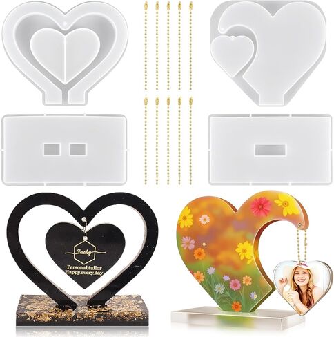2 Sets Large Photo Frame Resin Molds 3D Heart Resin Molds for DIY Picture Frame Silicone Molds for Valentine Christmas New Year Home Table Decor for Art Craft Ornament Wedding Handmade Birthday Gifts in Kuwait