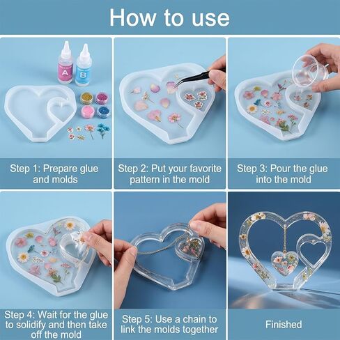 2 Sets Large Photo Frame Resin Molds 3D Heart Resin Molds for DIY Picture Frame Silicone Molds for Valentine Christmas New Year Home Table Decor for Art Craft Ornament Wedding Handmade Birthday Gifts in Kuwait