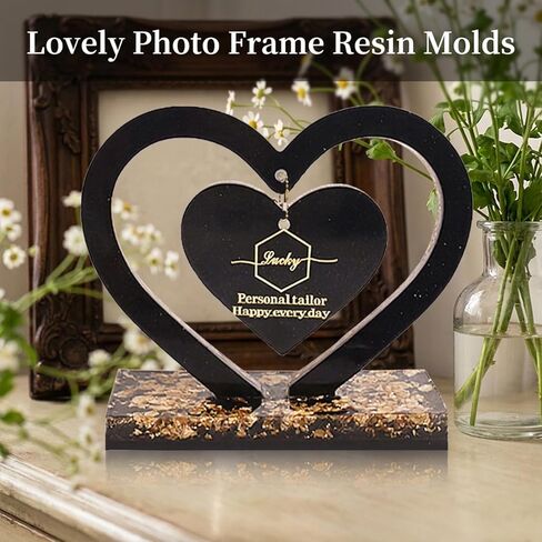 2 Sets Large Photo Frame Resin Molds 3D Heart Resin Molds for DIY Picture Frame Silicone Molds for Valentine Christmas New Year Home Table Decor for Art Craft Ornament Wedding Handmade Birthday Gifts in Kuwait