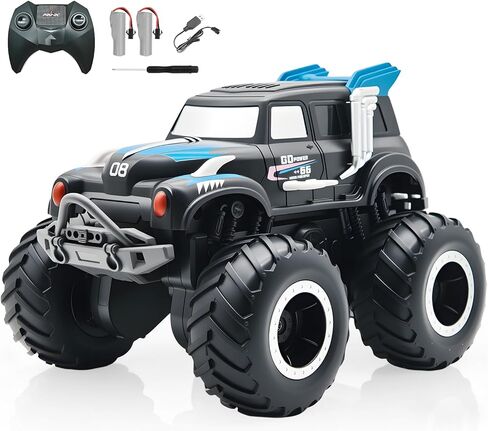 Snugzy Amphibious Monster Truck Toys 1:20 Scale Remote Control Cars with 360° Rotation 4WD All Terrain RC Truck Car Toys Gifts for Kids Boys Girls 4-7 in Saudi Arabia